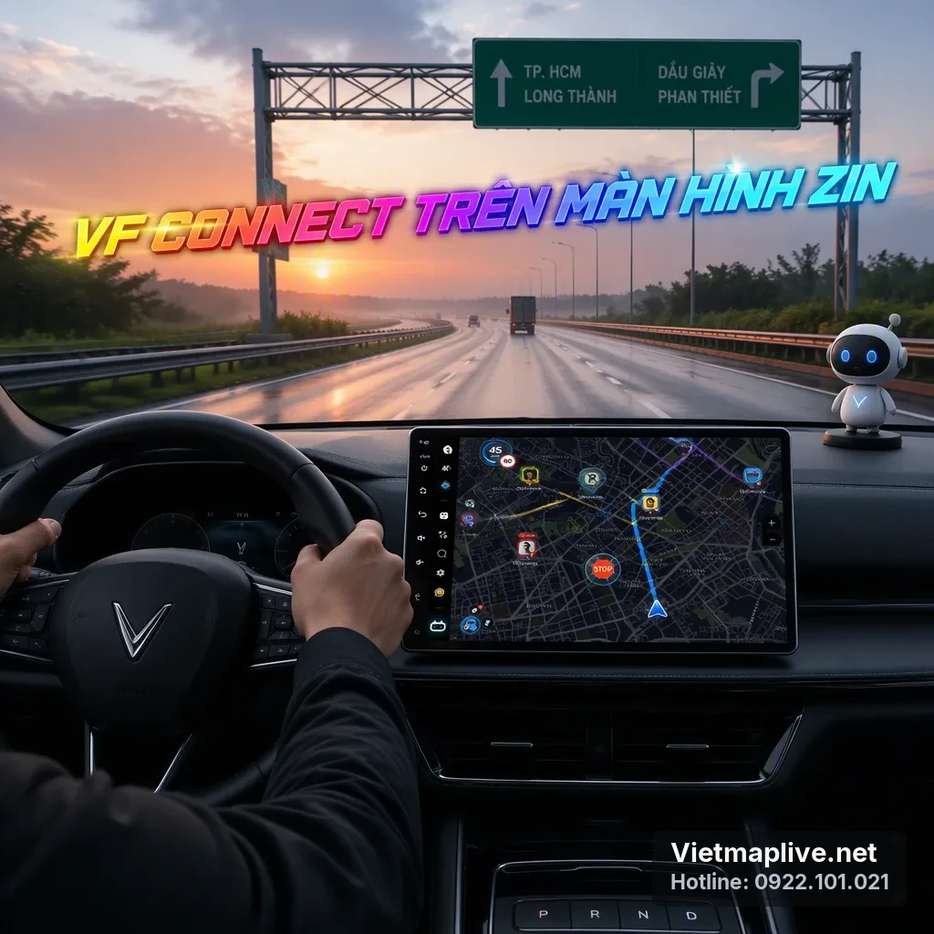 VinFast MPV 7 sử dụng VF Connect trên màn hình zin
