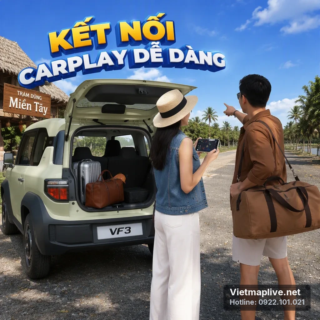 Kết nối Apple CarPlay trên màn hình zin của VinFast VF3
