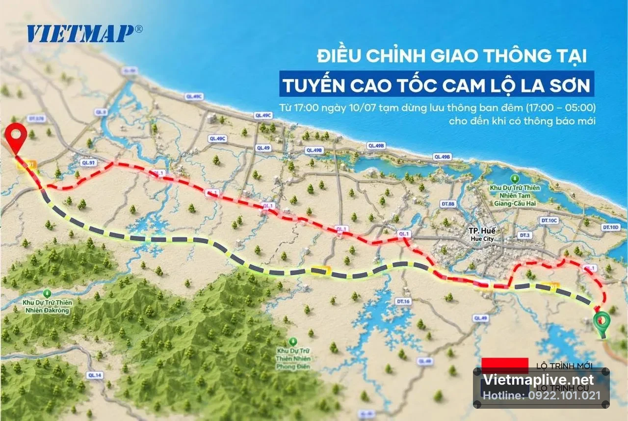 Cách VietMap Live hỗ trợ tài xế Việt cập nhật giao thông tuyến Cam Lộ – La Sơn