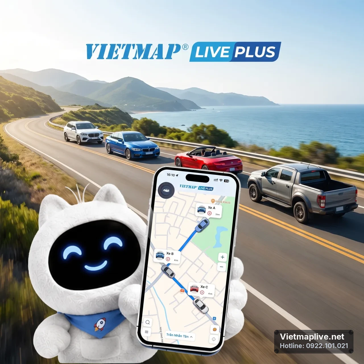 Đoàn xe đi phượt sử dụng tính năng đi theo nhóm của VietMap Live Plus