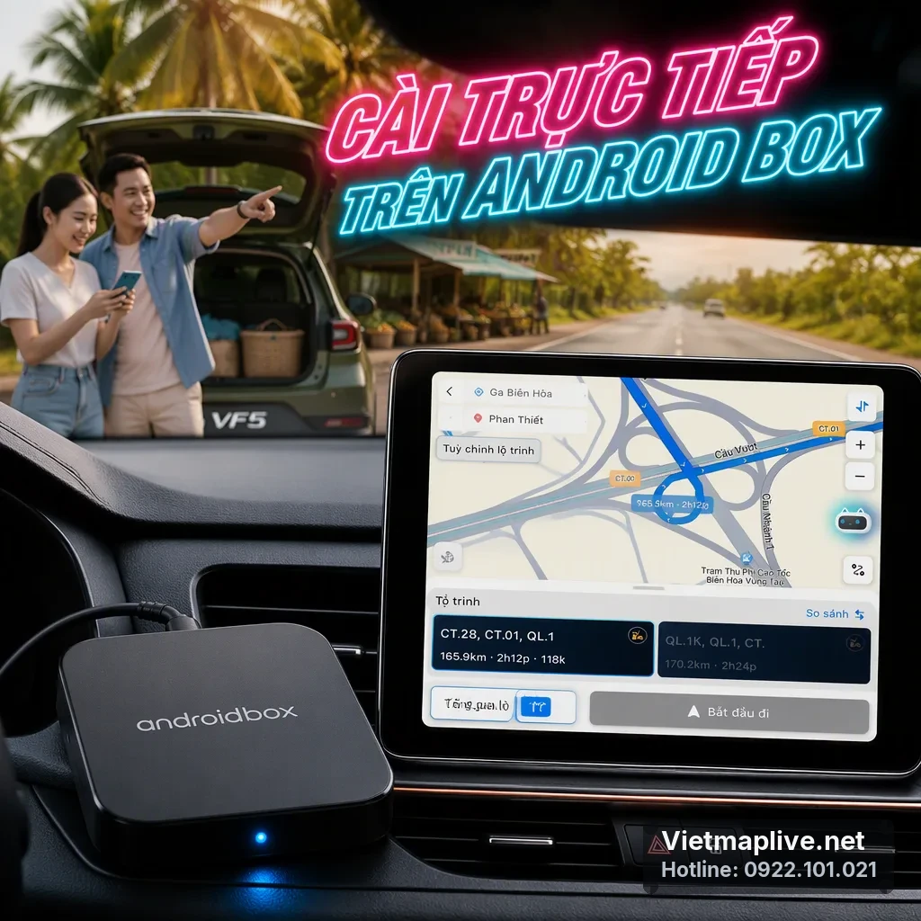 Android Box kết nối với màn hình zin của VinFast VF5 để chạy Vietmap Live