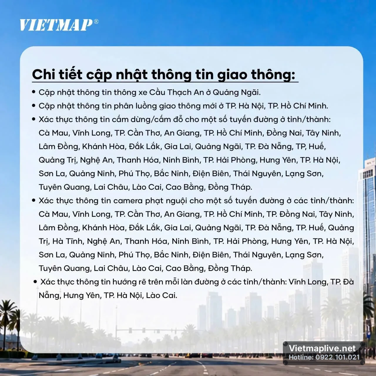 Danh sách biển báo và camera giao thông được cập nhật trong tuần 4 tháng 7