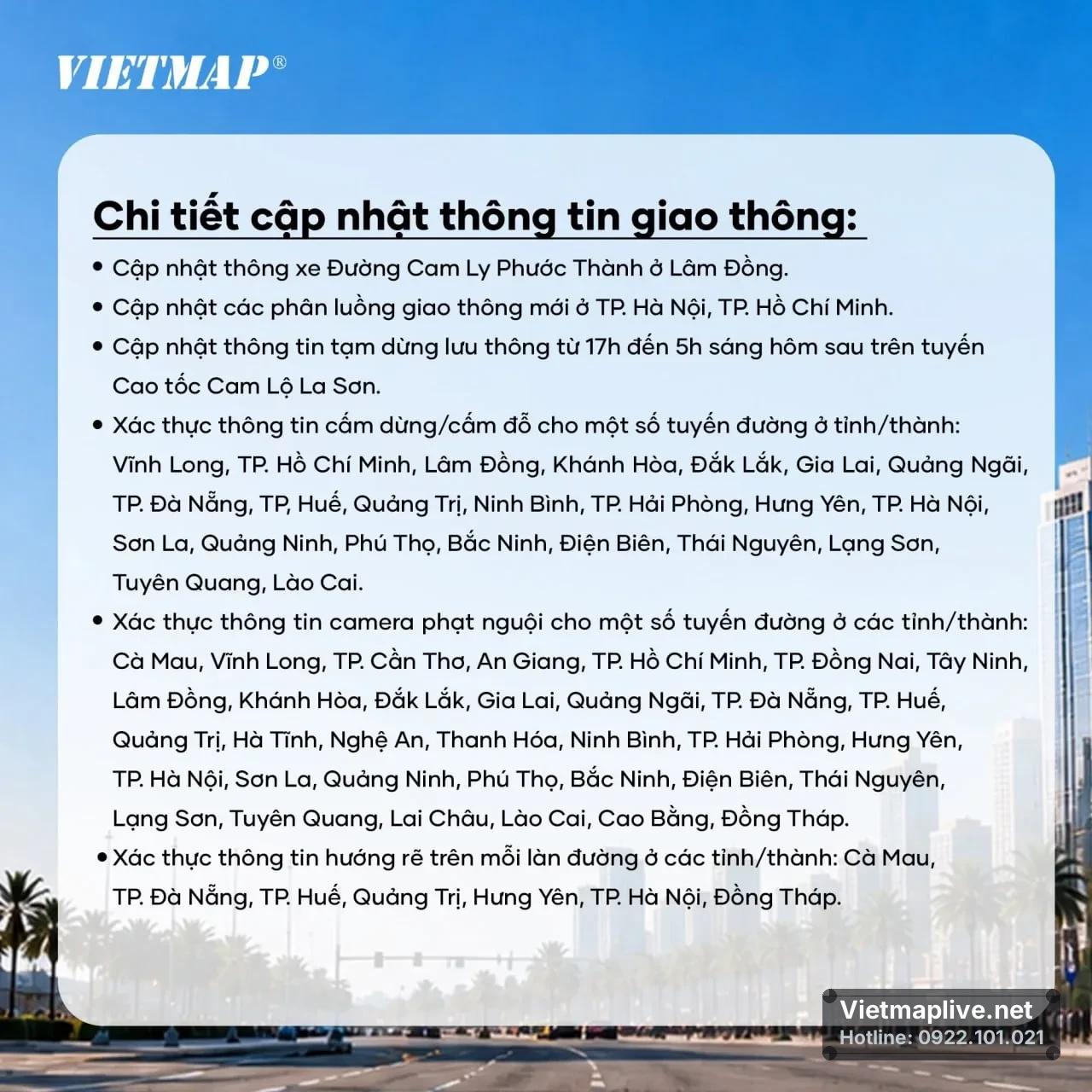 Cập nhật dữ liệu giao thông trên ứng dụng VietMap Live