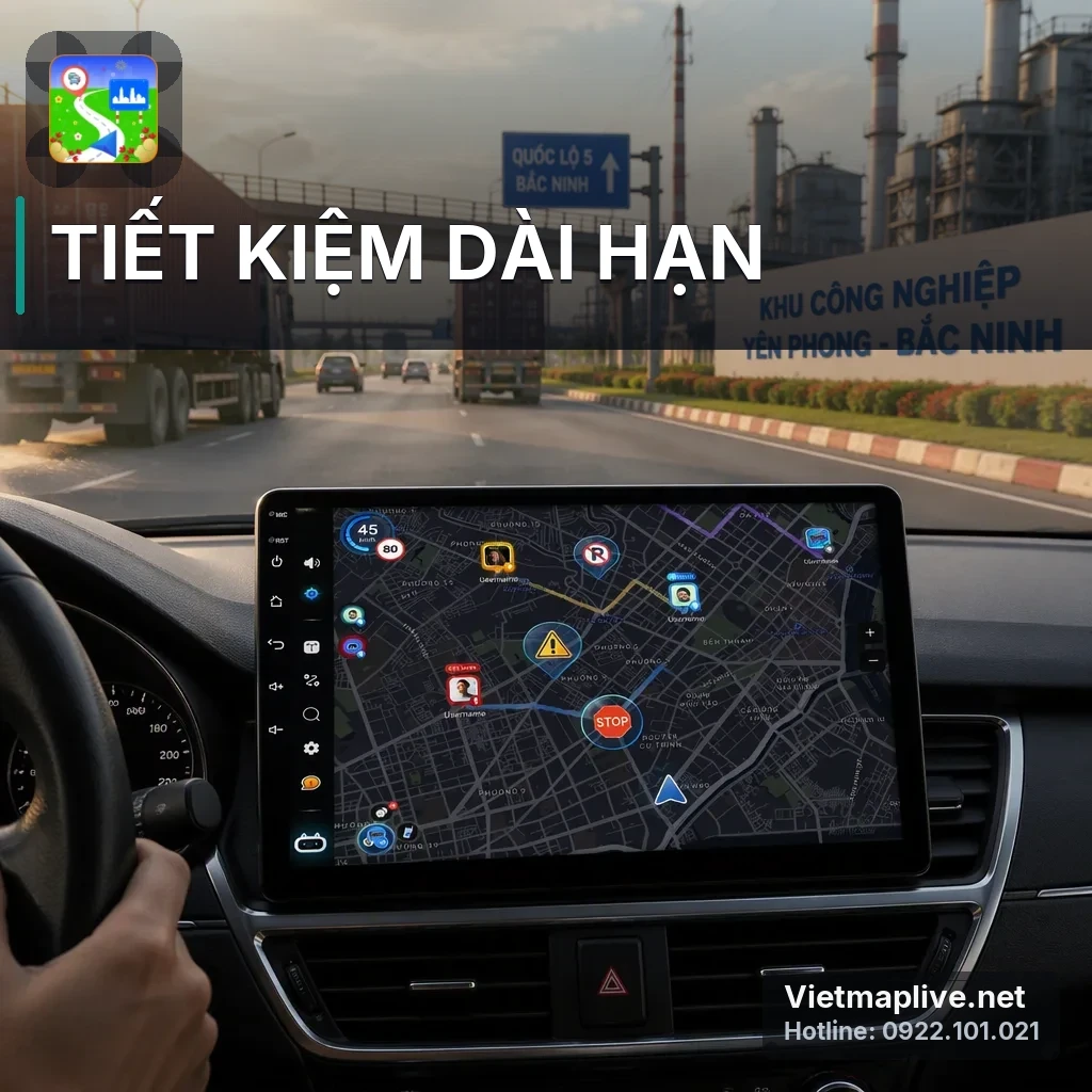 Tài xế Việt sử dụng VietMap Live trong xe hơi hiện đại