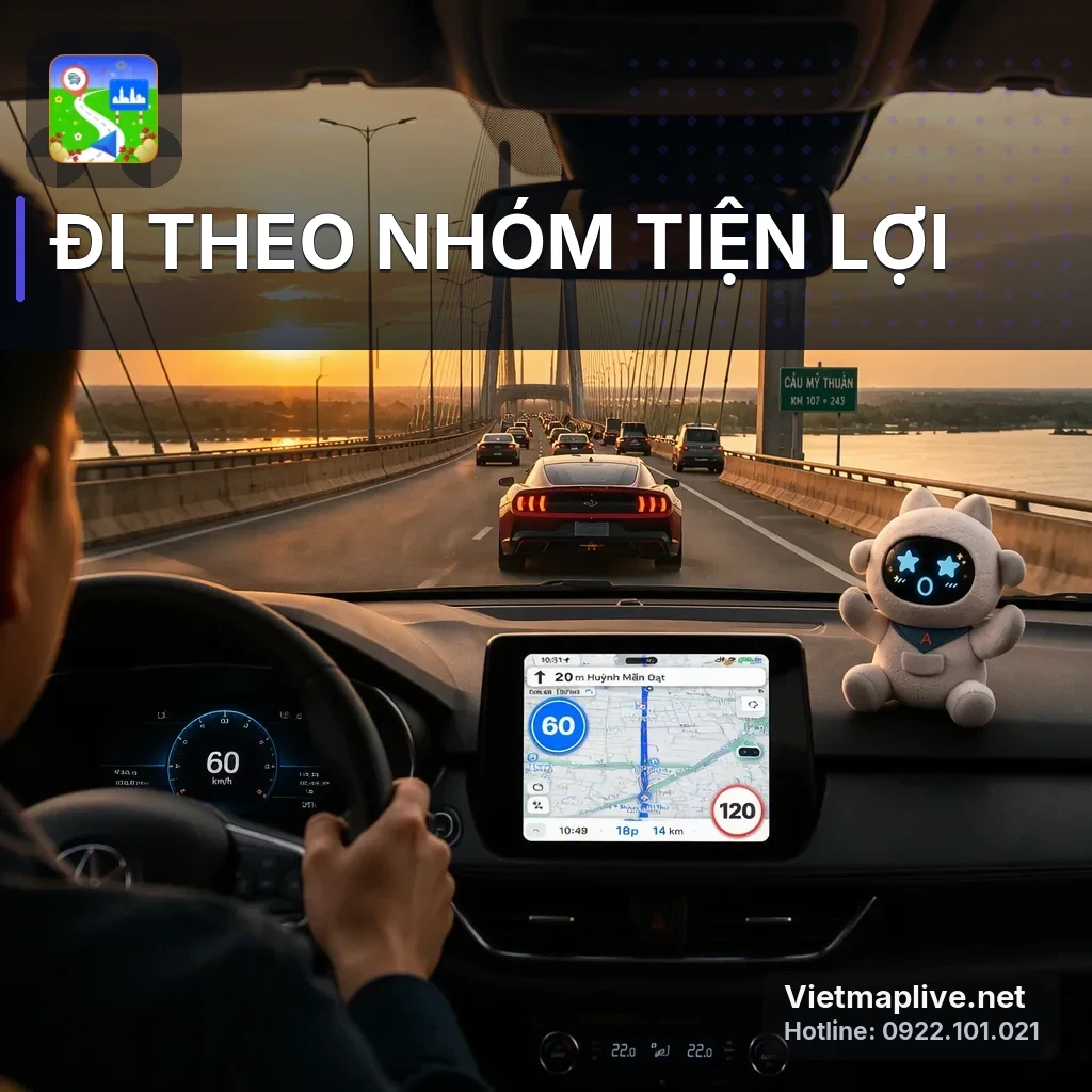 Tính năng đi theo nhóm của VietMap Live cho các chuyến đi caravan