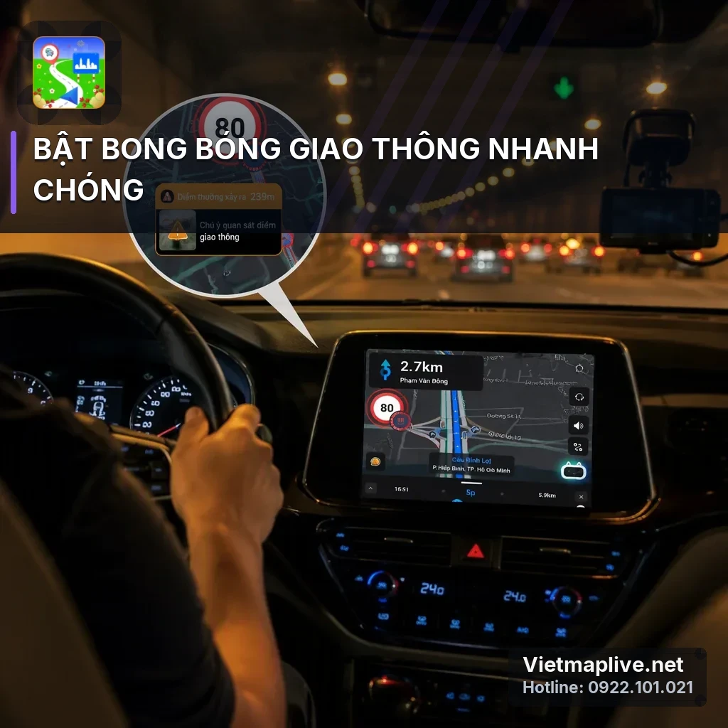 Bật bong bóng giao thông Vietmap Live trên điện thoại Android