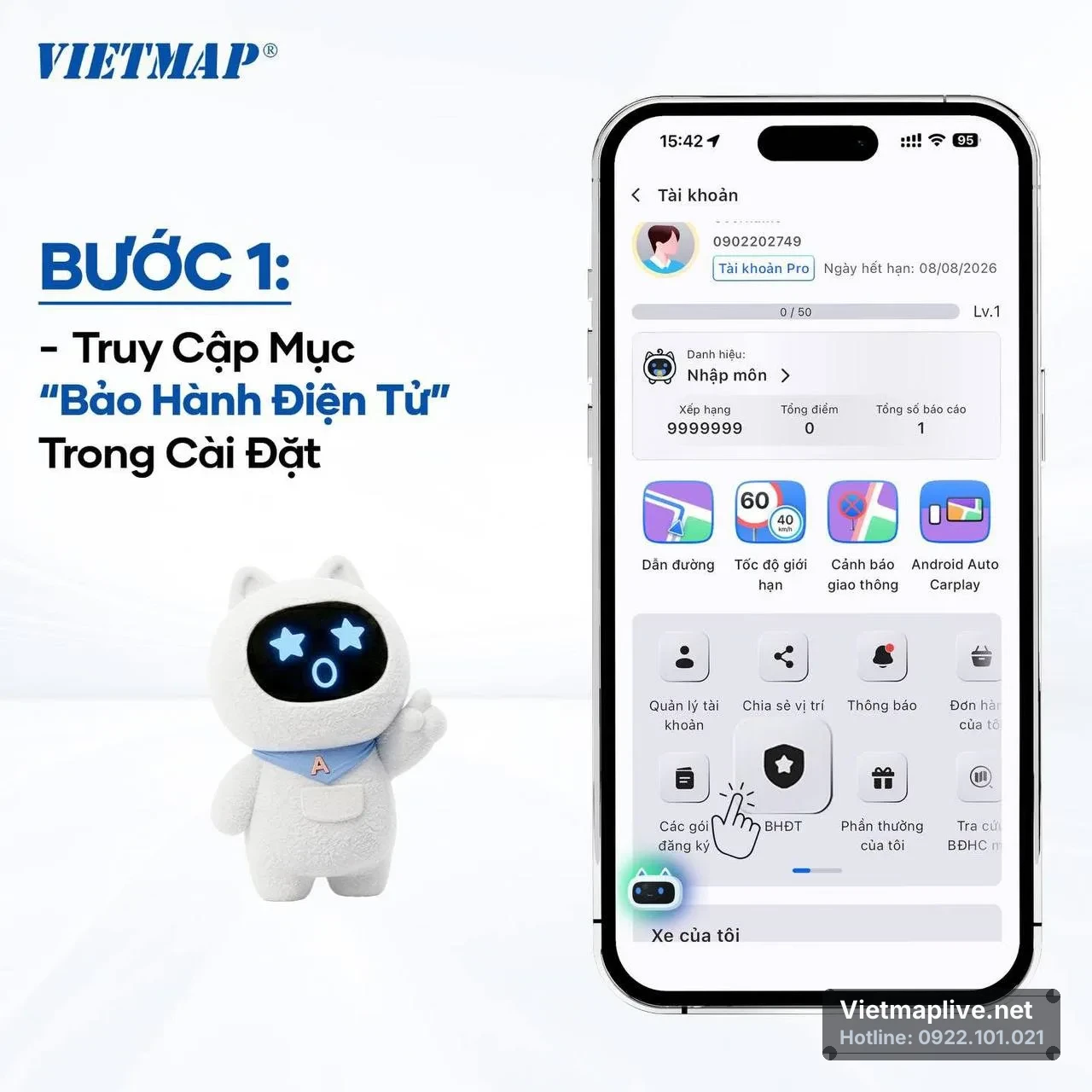 Giao diện ứng dụng VietMap Live trên điện thoại