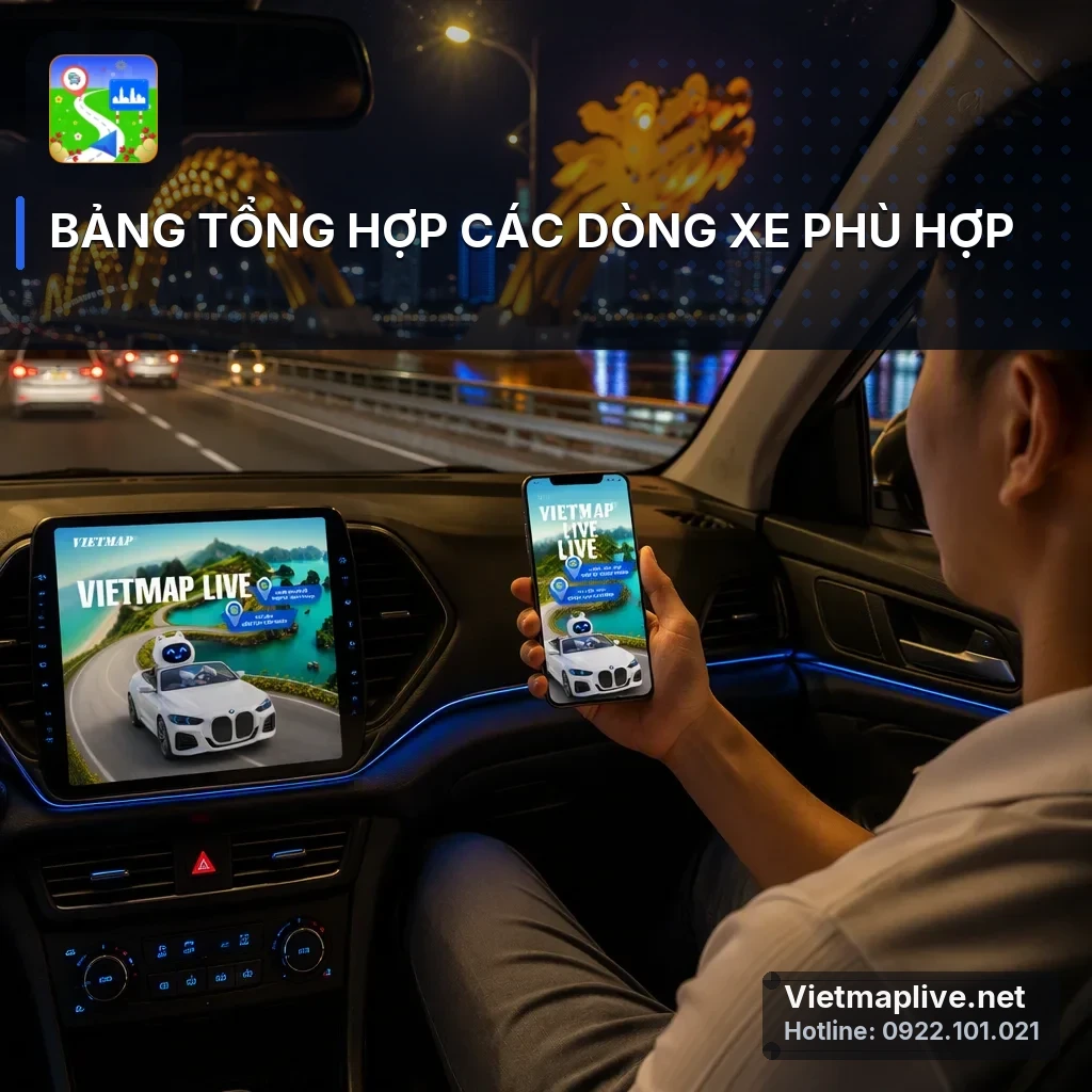 Bảng tổng hợp các dòng xe hỗ trợ VietMap Live