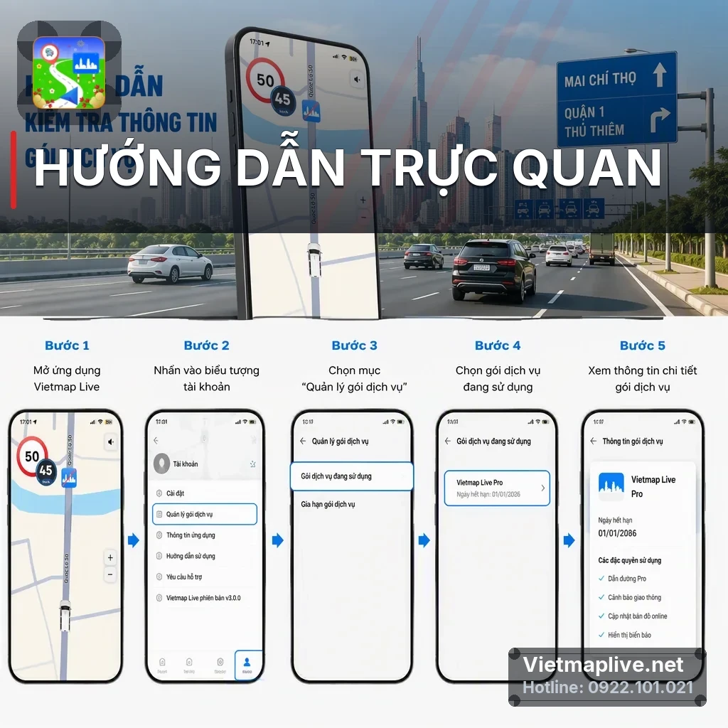 Hình minh họa cách mở menu Tài khoản trong ứng dụng VietMap Live