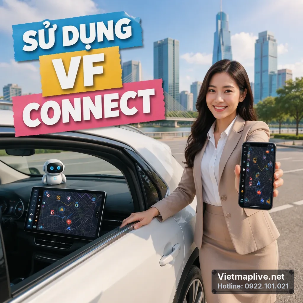Màn hình zin VF8 hiển thị ứng dụng dẫn đường