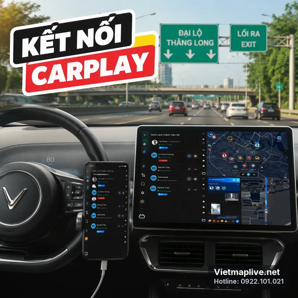 Màn hình VF8 kết nối Apple CarPlay
