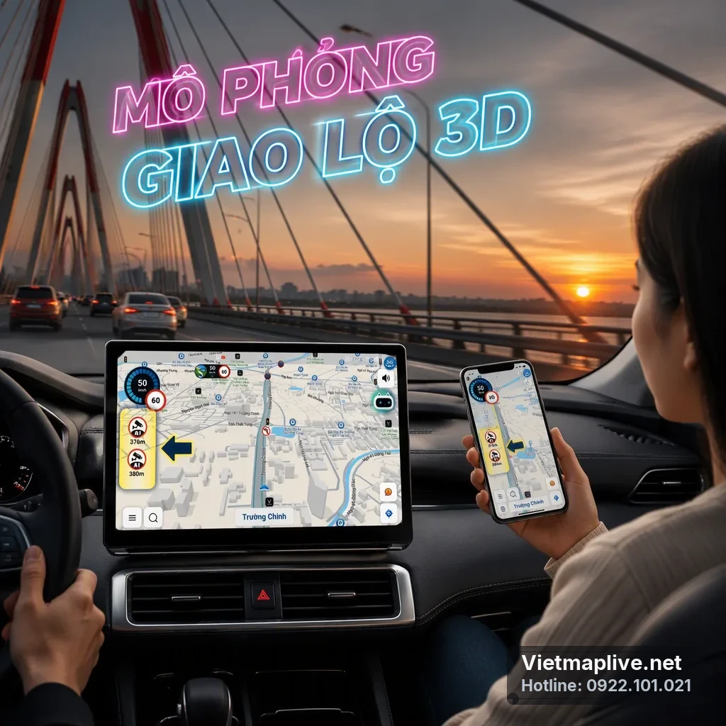 Mô phỏng giao lộ 3D trên màn hình xe