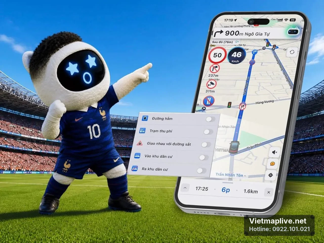 Tài xế sử dụng trợ lý AI Mimi trên VietMap Live để tìm đường về nhà