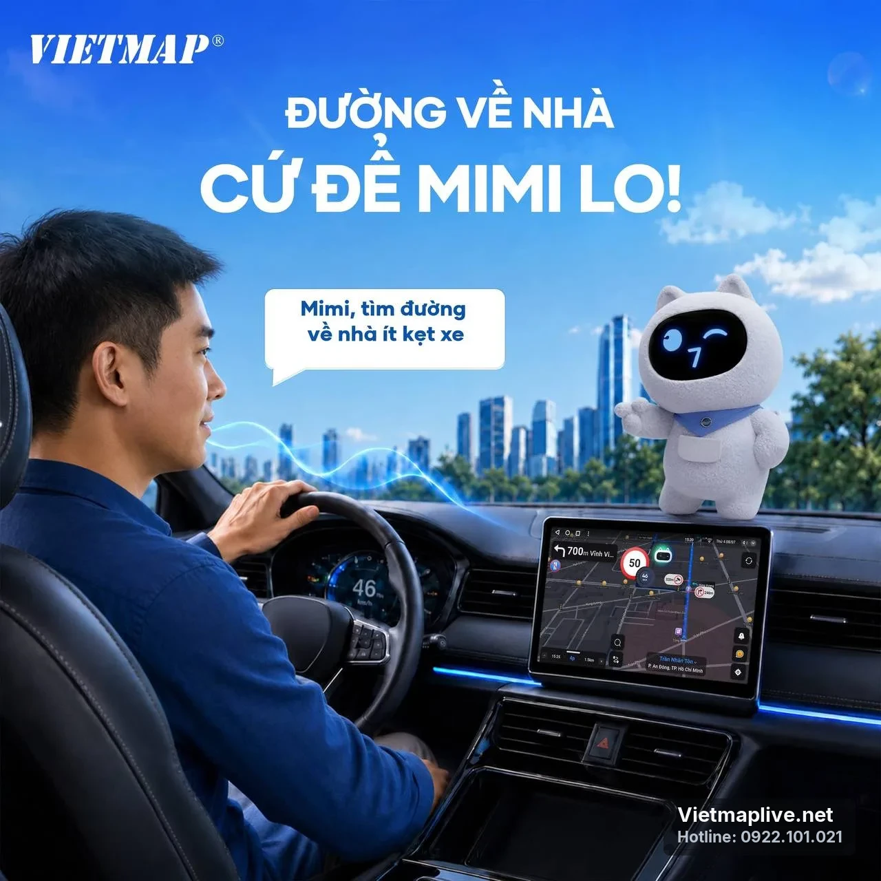 Trải nghiệm lái xe an toàn hơn với trợ lý AI VietMap Live Mimi