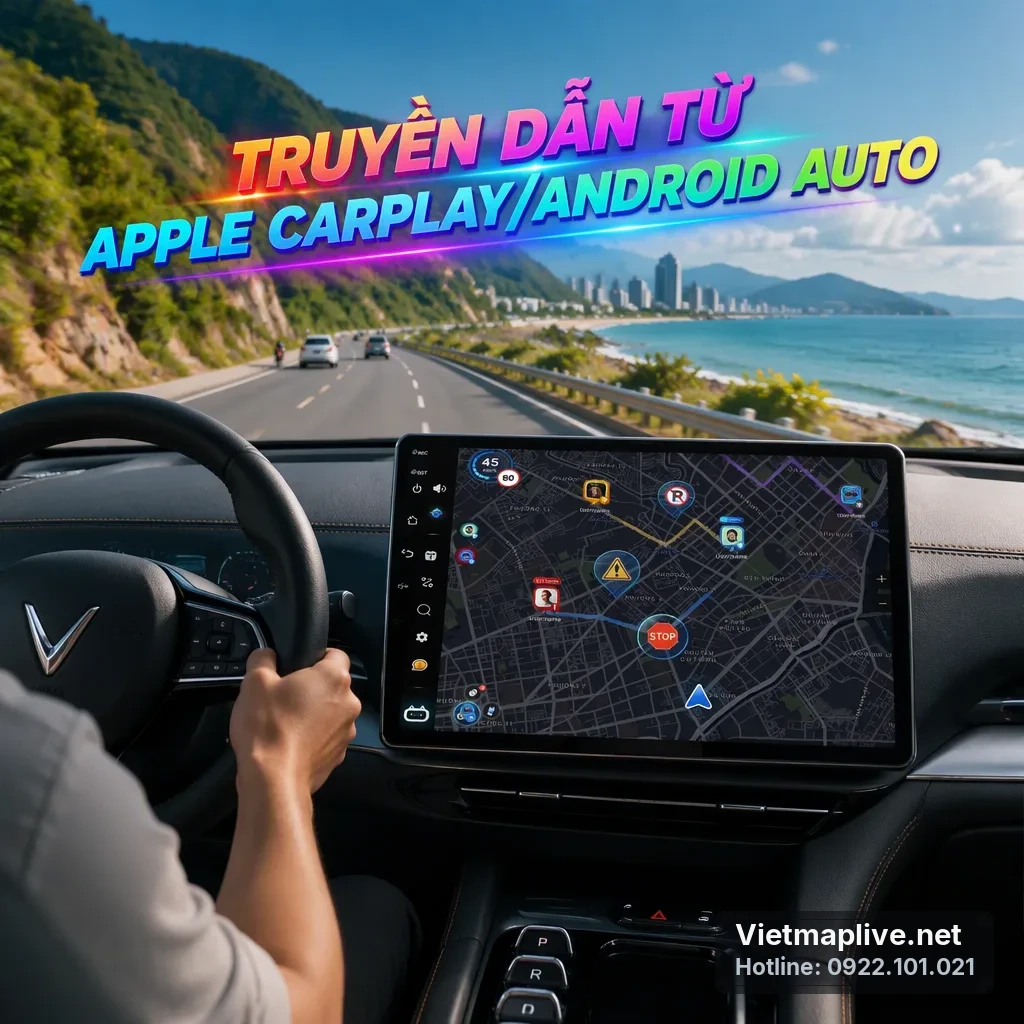 VietMap Live Pro trên màn hình VF9 qua Apple CarPlay