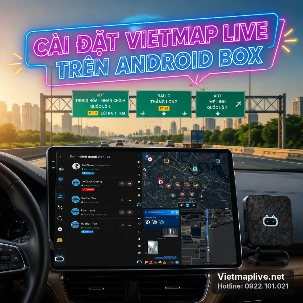 Android Box kết nối VietMap Live trên màn hình VF9