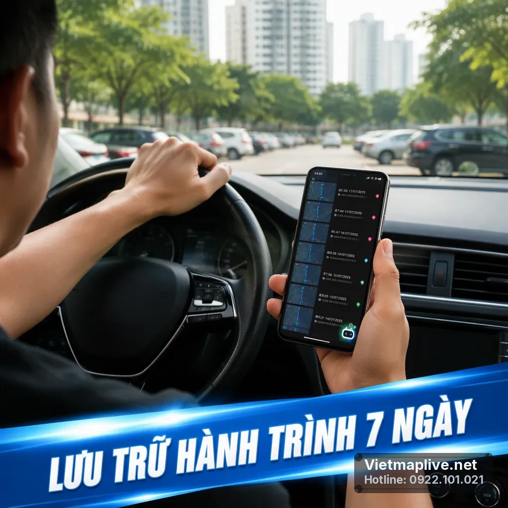 Lịch sử lộ trình trên màn hình ứng dụng VietMap Live