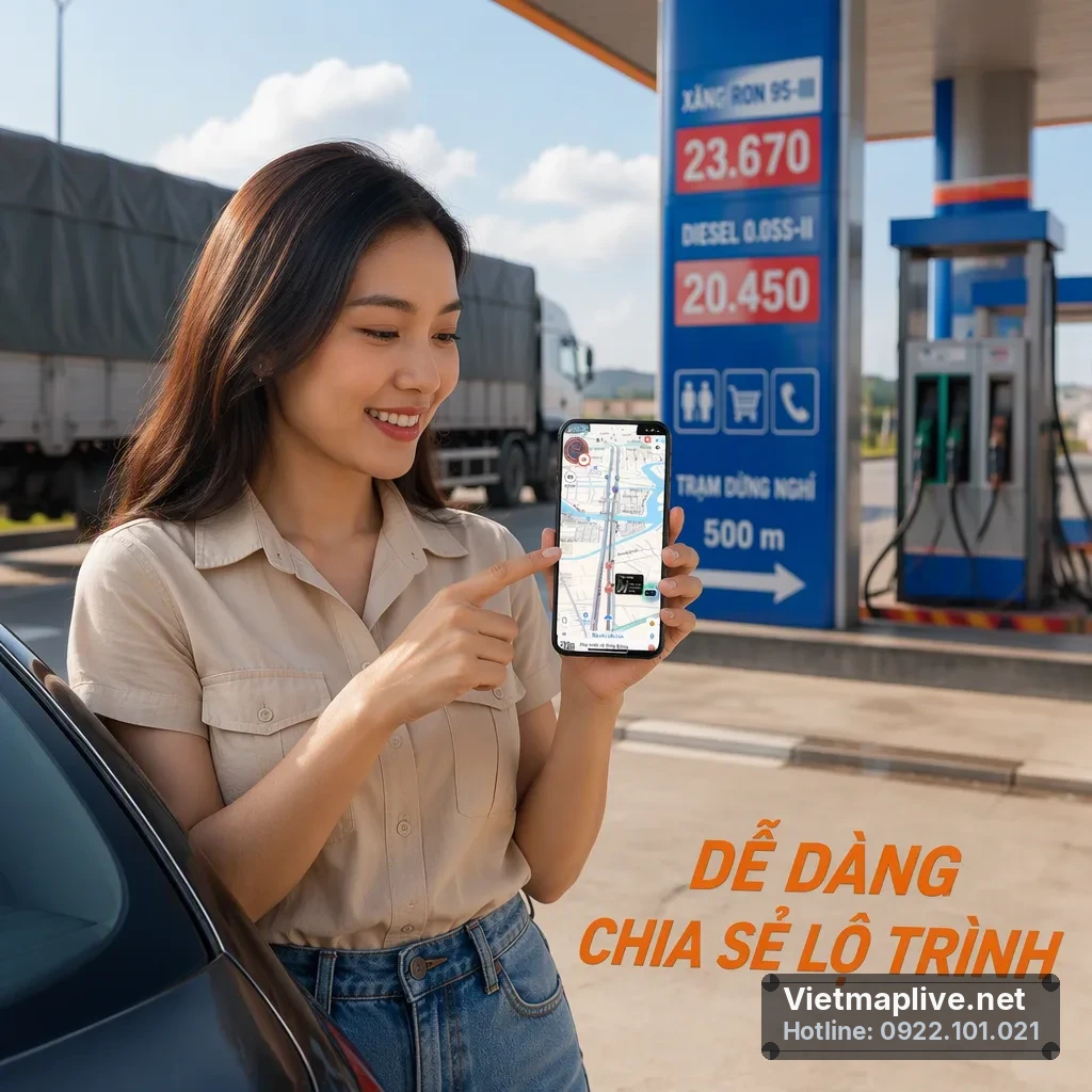 Người lái xe chia sẻ lộ trình từ điện thoại